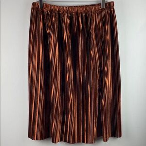 June & Hudson Elegant Copper Pleated Skirt Size M
